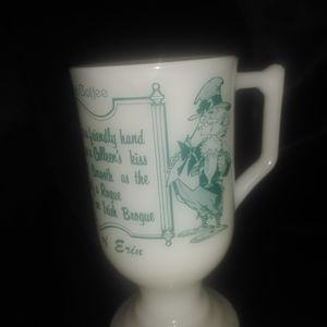 Irish milk glass mug has Bailey's recipe.